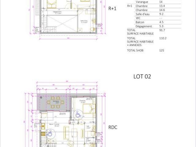 Villa T4 en R+1 Bagatelle Sainte Suzanne