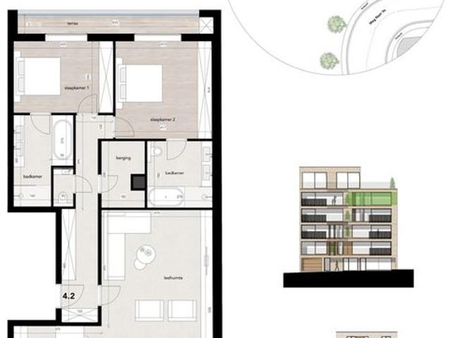 VILLA APPARTEMENT 4.2 4DE VERDIEPING, 2 SLAAPKAMERS, 2.