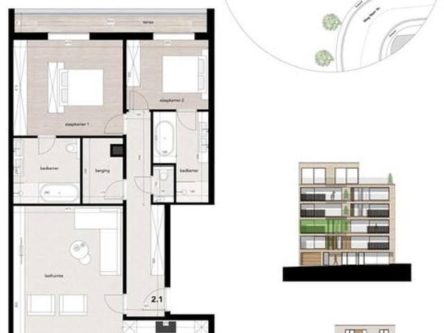 VILLA APPARTEMENT 2.1 2DE VERDIEPING, 2 SLAAPKAMERS, 2.