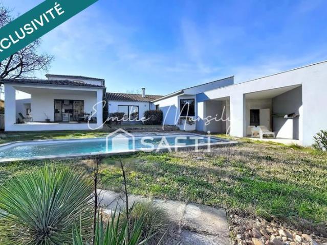 Dernière maison avant les vignes – Villa contemporaine de plain pied avec piscine