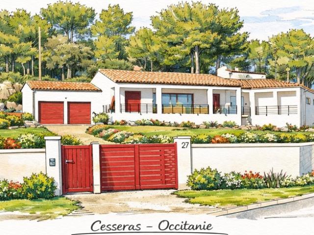 Villa contemporaine 158 m² – 5 chambres – Piscine – Terrain 3 000 m² – Classe A – Cesseras