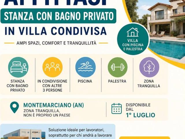 Villa in affitto a Montemarciano via Cassiano, giardino privato, piscina, palestra TrovaCasa