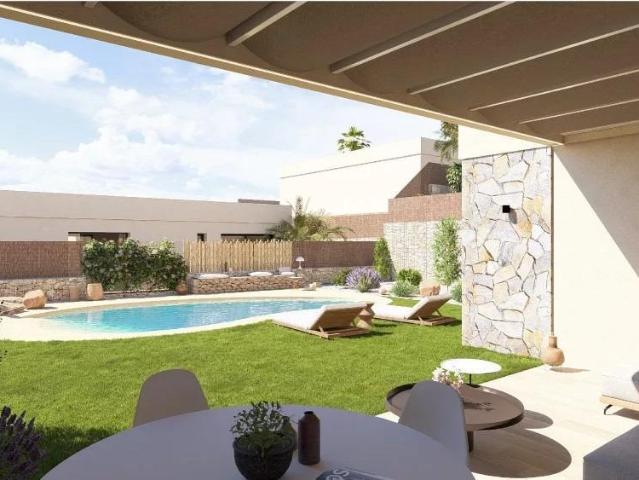 Villa moderna en una sola planta ccon 4 dormitorios y piscin. 231m² Baños y Mendigo