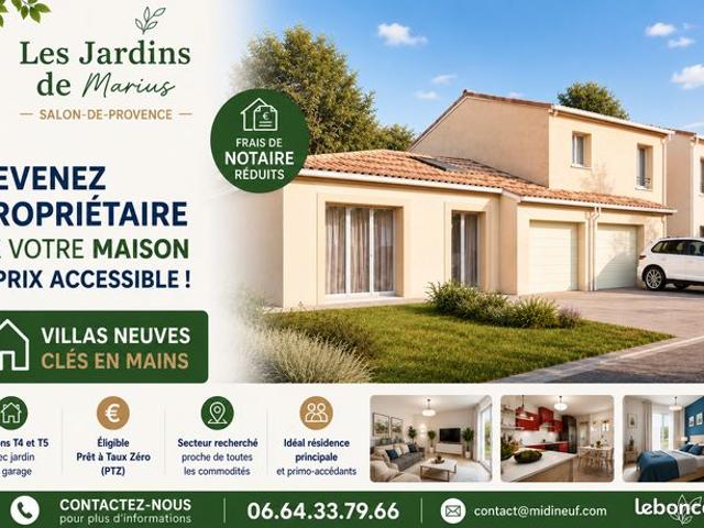 Villa neuve T5 4 chambres 90m² + jardin & garage