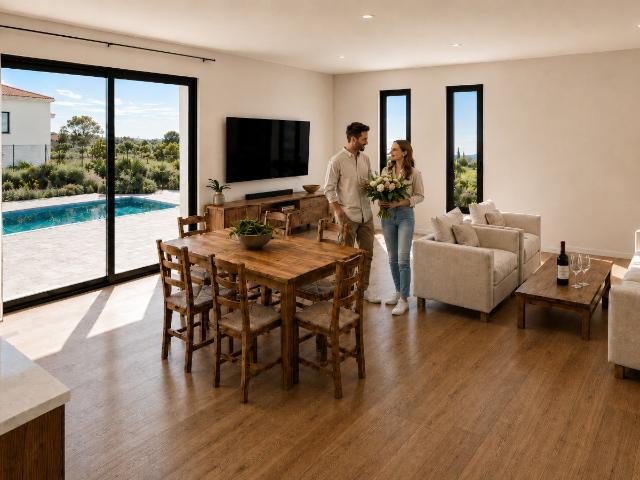 Villa neuve haut de gamme 98 m2 Plain pied 4 chambres, jardin privatif VEFA Saint André de Sangonis