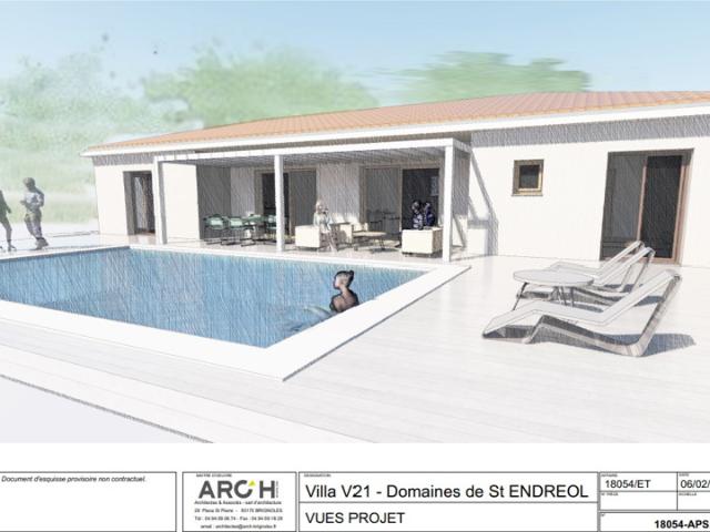 VILLA PLAIN PIED A VENDRE SUR PLAN d'une surface de 125 m2 a
