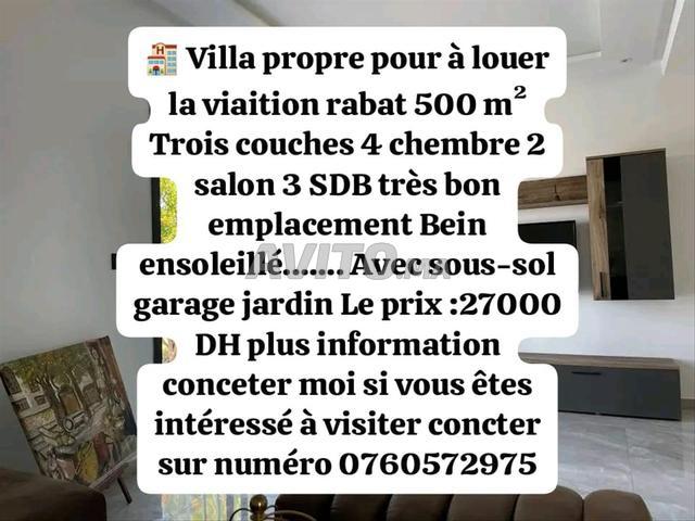 Villa propre à louer la viaition rabat 500 m²