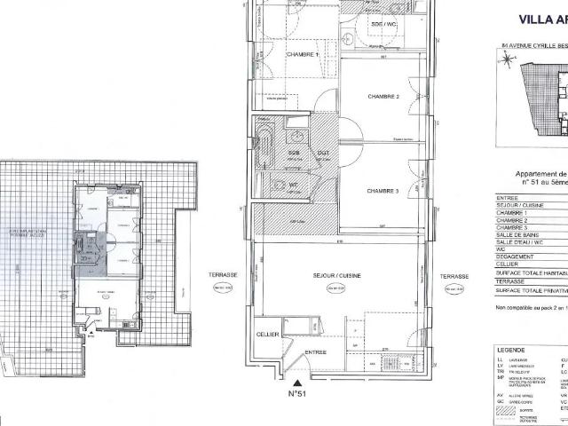 Villa sur le toit exceptionnelle – 77,80 m² habitables & prè. 77m² Nice