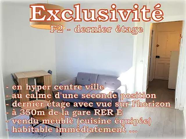 Villemomble 93250 Achat / Vente appartement 2 pièces t2 au dernier étage cave