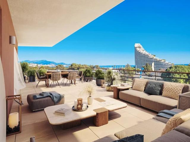 VILLENEUVE LOUBET Plage Côte d'Azur vente appartement 4 pièces neuf Dernier étage Terrasse 57M2 Vue mer