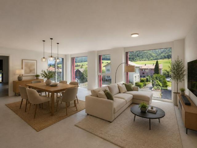 Villeret, magnificent 3.5 room apartment on the 2nd floor with terrace and elevator