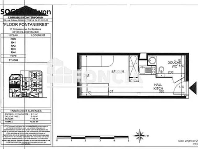 Villeurbanne 69100 Achat / Vente appartement 1 pièce t1