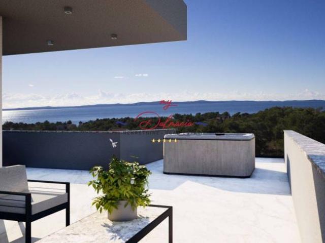 Vir, eine moderne Villa mit Pool und Blick auf das Meer