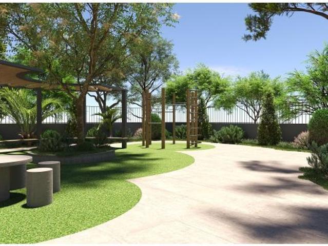 Vivienda 1º B Escalera IV con jardines y piscina en zonas comunes, con terraza y balcón dando a la p