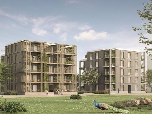 Von günstigen Zinsen profitieren: Holz Hybrid Neubauwohnung in Mannheim SPINELLI mit 3 Zimmern