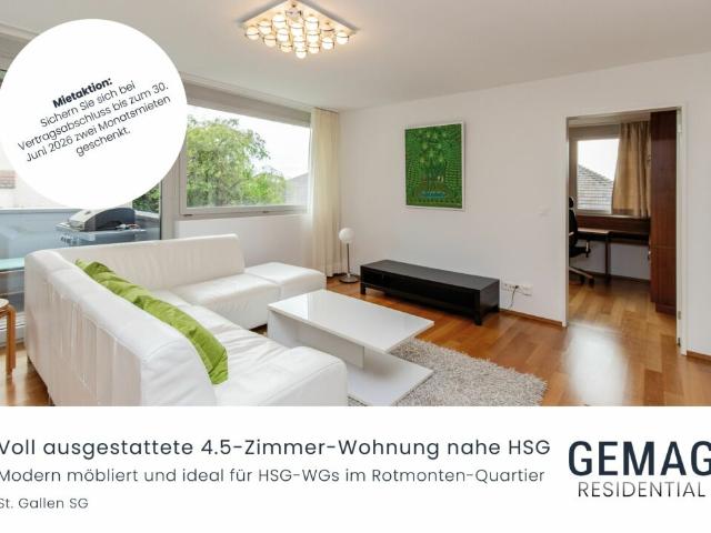 Voll ausgestattete 4.5 Zimmer Wohnung nahe HSG ideal für WG
