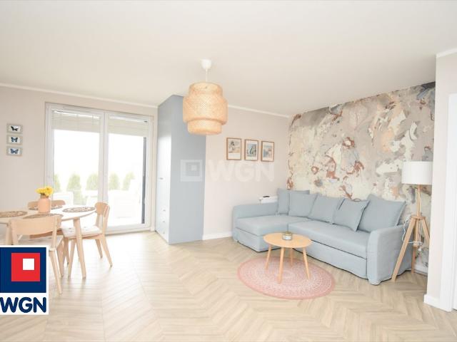 Apartament z ogrodem 42,8 m2, styl nadmorski, taras