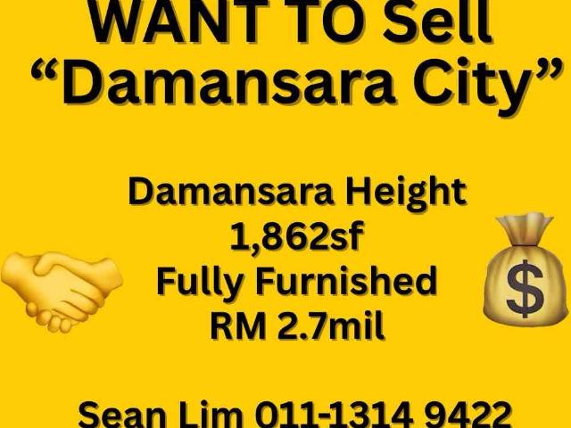 WANT TO SELL DAMANSARA City ✅✅ Fully Furnished ☎️☎️ Call Me