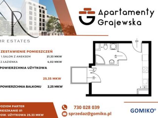 Warszawa, Praga Północ, ul. Grajewska, 25 m² Mieszkanie