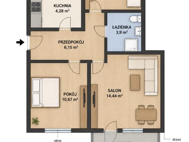 Warszawska 50,93 m², Rzeszów