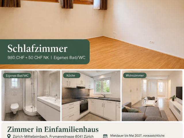 WG Zimmer in Frymannstrasse 62, 8041 Zürich für 970 CHF