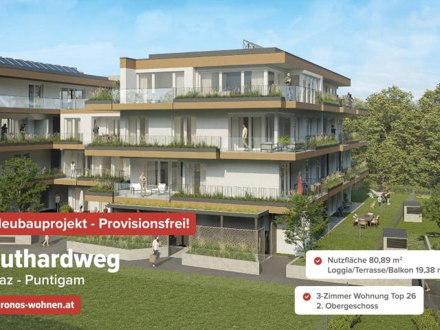Westseitige 80m² Neubau Wohnung mit großem Balkon! Provisionsfrei für Käufer!