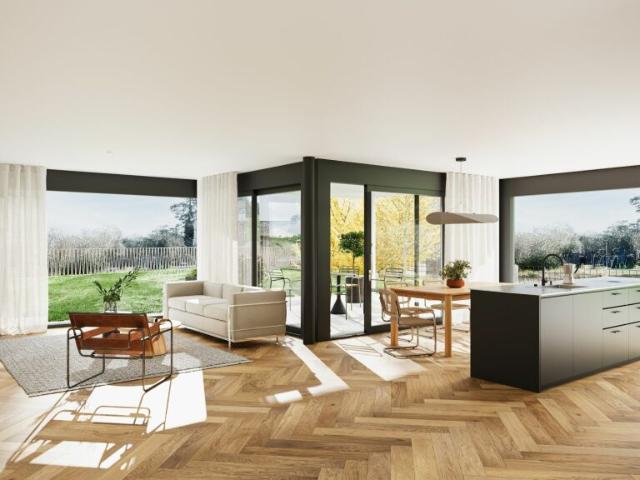 Wohnen auf einer Ebene mit Weitblick und Garten