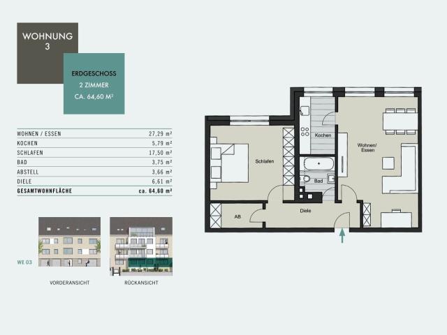 Wohnen im Herzen von Nippes: Modernisierte 2 Zimmer Wohnung – WE 3