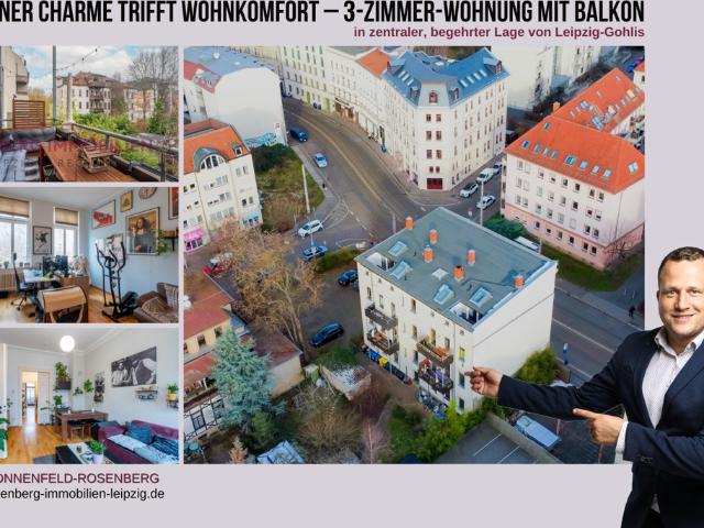 Wohnen mit Charakter: Lichtdurchflutete 3 Zimmer Wohnung mit Balkon in zentrumsnahem Gohlis