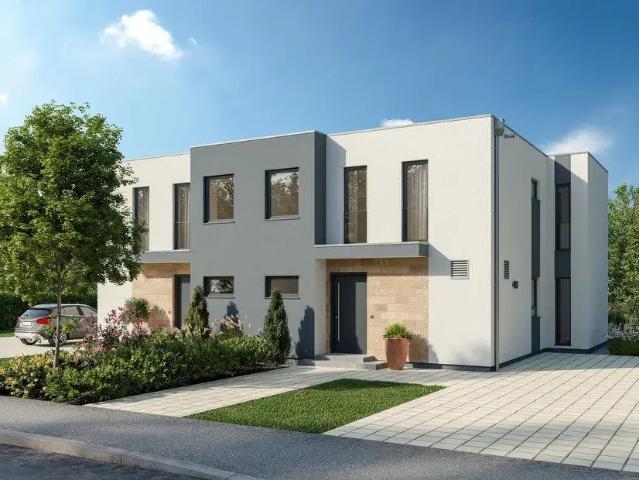 Wohnen mit Charakter: Moderne DHH als Stadtvilla mit Flachdach und nachhaltiger Energie exklusiv in Selm