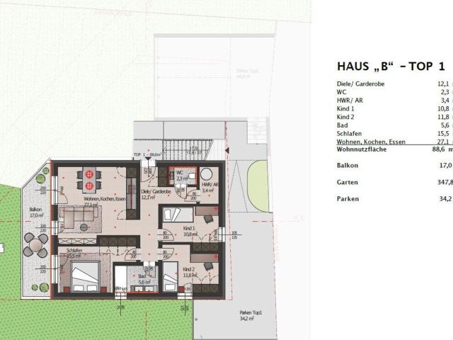 Wohnen wie im Haus: Stilvolle Gartenwohnung mit Viel Platz und Privatsphäre Neubauprojekt Thalblick I Haus B Top 2