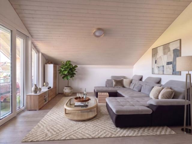 Wohnung zum Verkauf in Vallon 10 Minuten von Payerne mit 4,5 Zimmern – 106 m², ungehinderter Blick auf die Landschaft ohne Blickwinkel