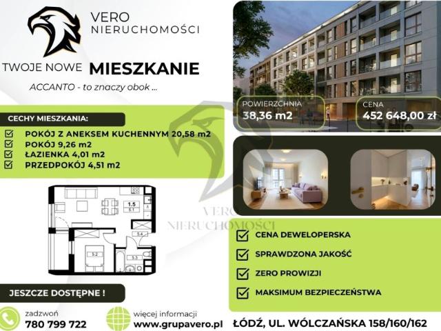 Wólczańska 38,36 m², Łódź