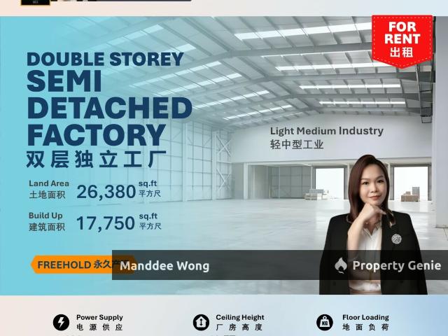 WTR/2 STOREY SEMI DETACHED FACTORY/17,750 SQFT/36K/JENJAROM/KUALA LANGAT