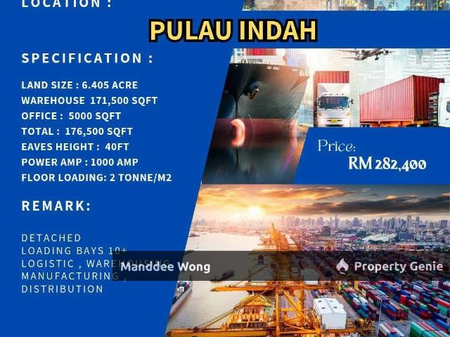 WTR/WAREHOUSE/FACTORY/171,500 SQFT/282,400/PULAU INDAH/KLANG