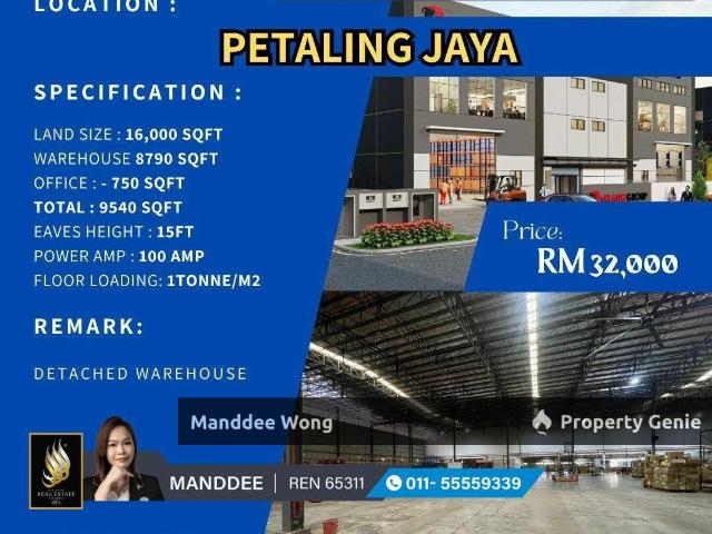 WTR/WAREHOUSE/FACTORY/8790 SQFT/32K/PETALING JAYA
