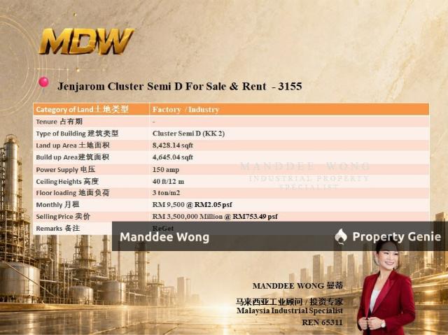 WTR/CLUSTER SEMI D FACTORY/4,645.04 SQFT/JENJAROM/KUALA LANGAT/SELANGOR