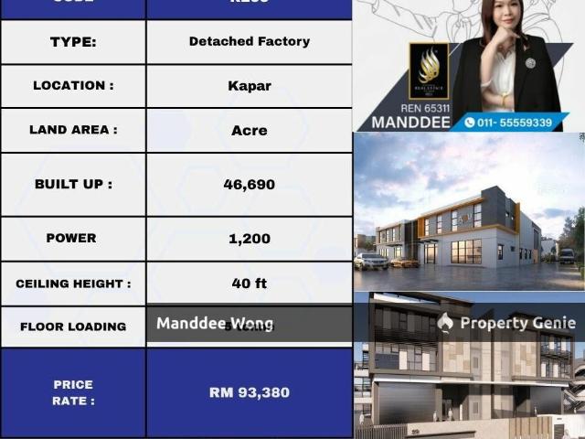 WTR/DETACHED WAREHOUSE/46,690 SQFT/93,380/KAPAR/KLANG