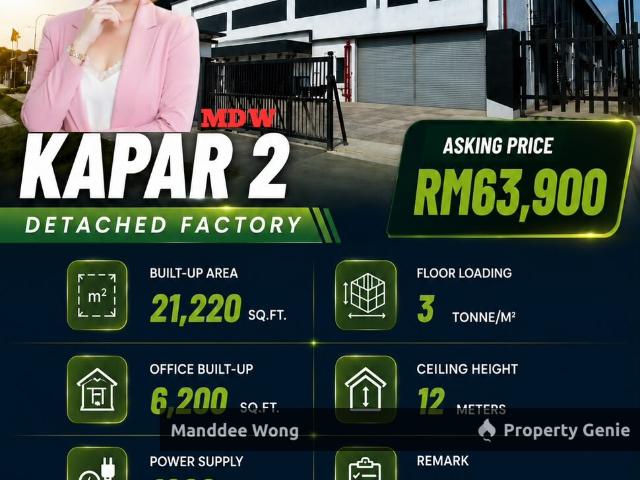 WTR/DETACHED FACTORY/21,220 SQFT/KAPAR 2/KLANG/SELANGOR