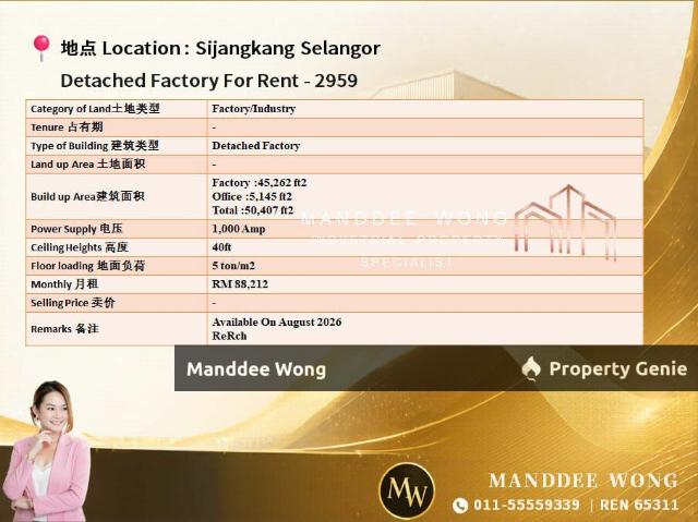 WTR/DETACHED FACTORY/50,407 SQFT/88,212/SIJANGKANG/TELOK PANGLIMA GARANG/SELANGOR