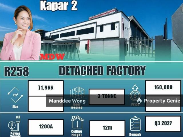 WTR/DETACHED FACTORY/71,966 SQFT/KAPAR 2/KLANG/SELANGOR