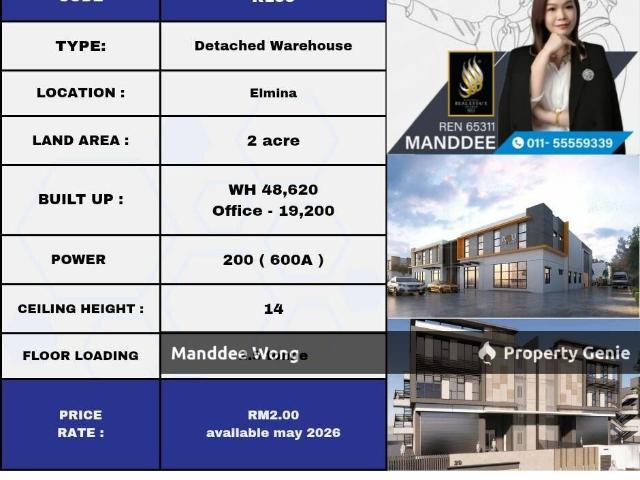 WTR/DETACHED FACTORY/LOGISTIC/48,900 SQFT/97,800/SHAH ALAM