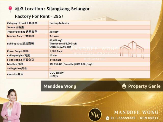 WTR/FACTORY/68,669 SQFT/130,471/SIJANGKANG/TELOK PANGLIMA GARANG/SELANGOR
