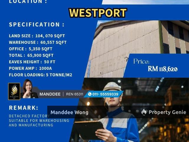 WTR/FACTORY/WAREHOUSE/60,557 SQFT/118,620/WESTPORT/KLANG