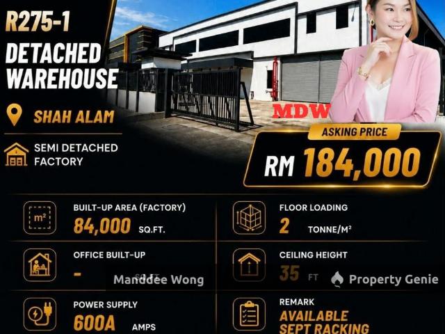WTR/PREMIUM DETACHED WAREHOUSE/84,000 SQFT/SUBANG JAYA/SELANGOR