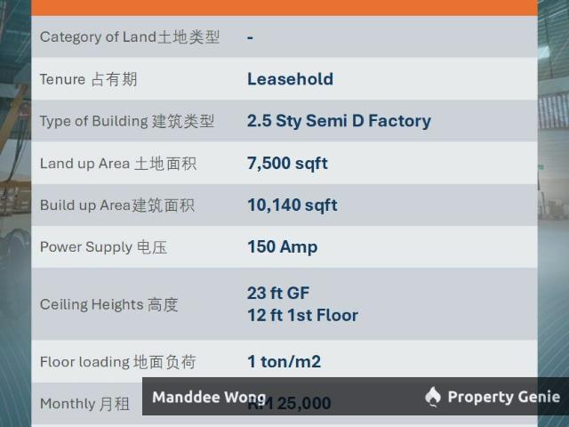 WTR/SEMI DETACHED FACTORY/10,140 SQFT/25K/PUCHONG/SELANGOR