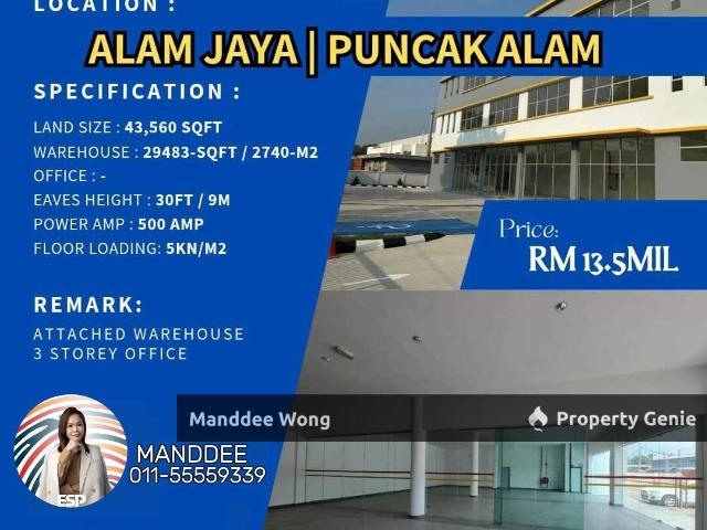 WTS/Alam Jaya/Puncak Alam/29,483 SQFT/13.5 Mil