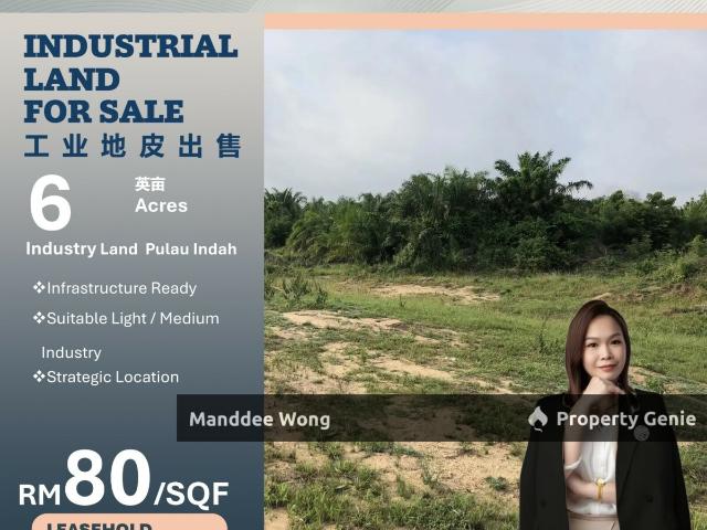 WTS/INDUSTRIAL LAND/6 ACRE/23MIL/PULAU INDAH/WEST PORT