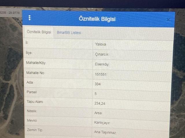 Yalova esenköyde doğa manzaralı yatırımlı 234 metre arsa