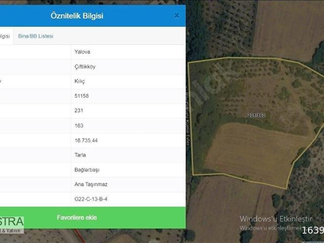 YALOVA ÇİFTLİKKÖY KILIÇ MEVKİİNDE SANAYİ İMARLI ARSA